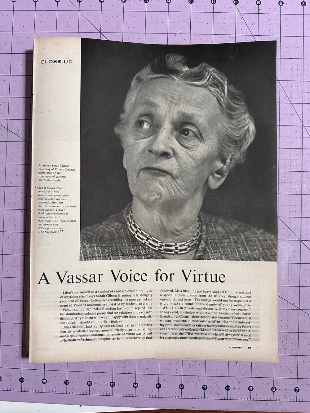 1962 Life Magazine Article Vassar Voice for Virtue Blanding